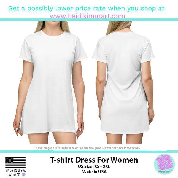 Pink Zebra T-Shirt Dress, Zebra Animal Print Crew Neck Long Tee Shirt Dress - Made in USA