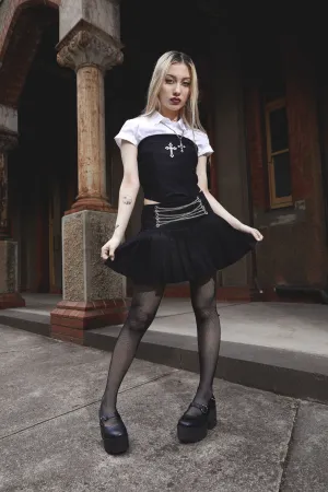 Pleated Chain Skort