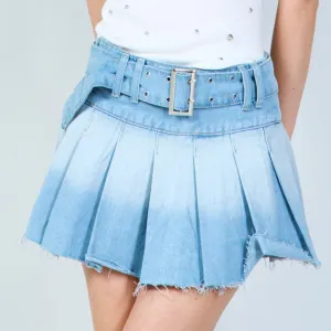 Pleated skirt-short with belt wholesale