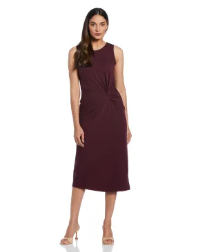 Ponte Knit Twist Front Midi Dress