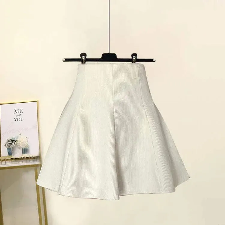 Preppy Bowknot Colorblock Sweater Plaid Pleated Skirt Two Piece Set
