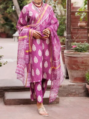 Purple Dobby 3 Piece Stitched - ALP-3PS-1882