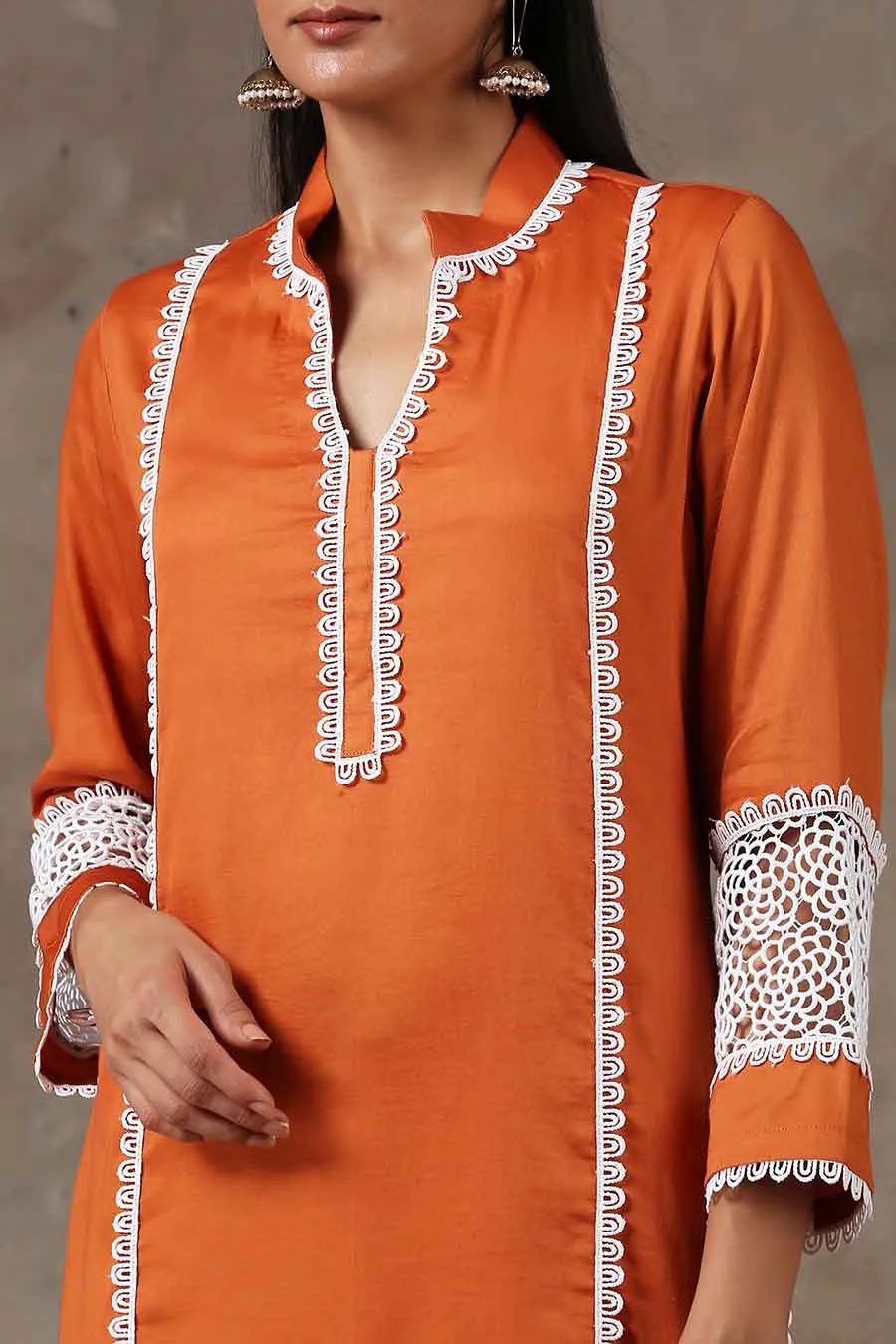 Rust Orange Kurta & Pant Set (Set of 2)