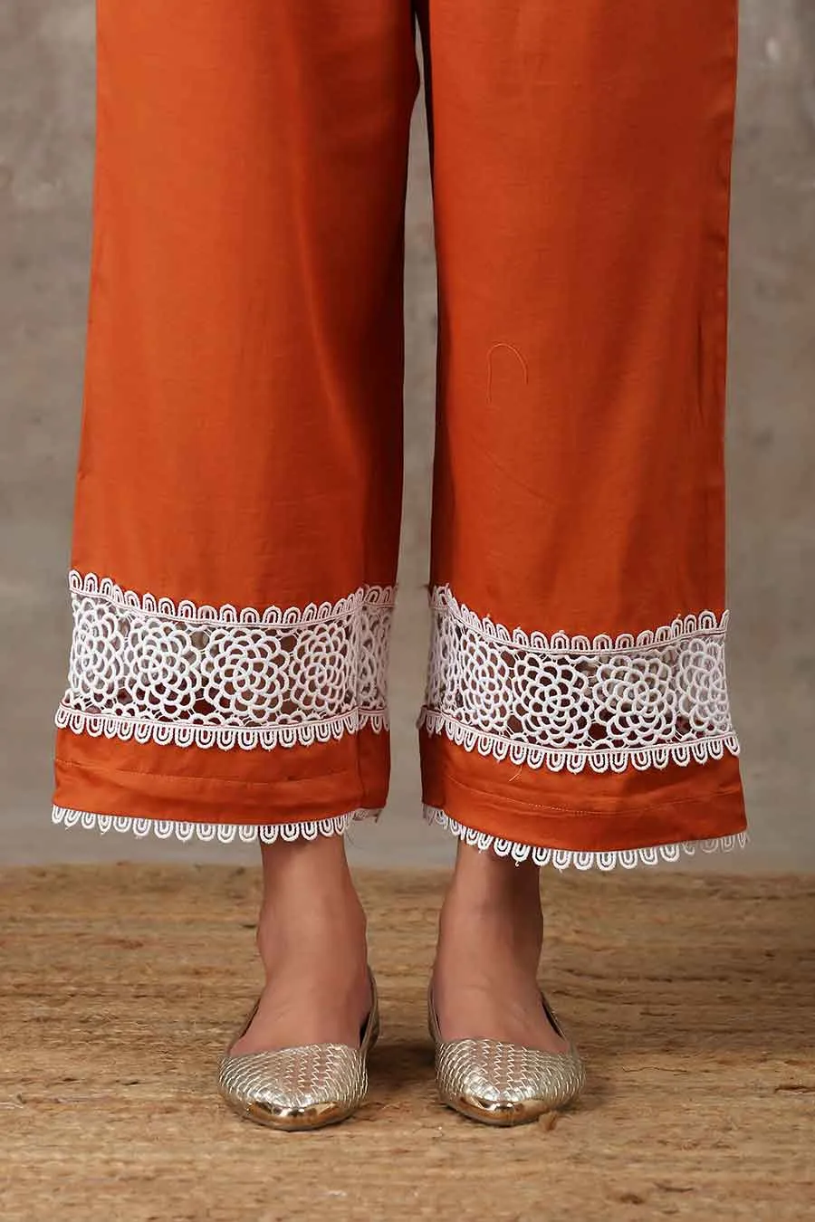 Rust Orange Kurta & Pant Set (Set of 2)