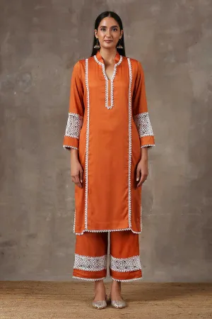 Rust Orange Kurta & Pant Set (Set of 2)