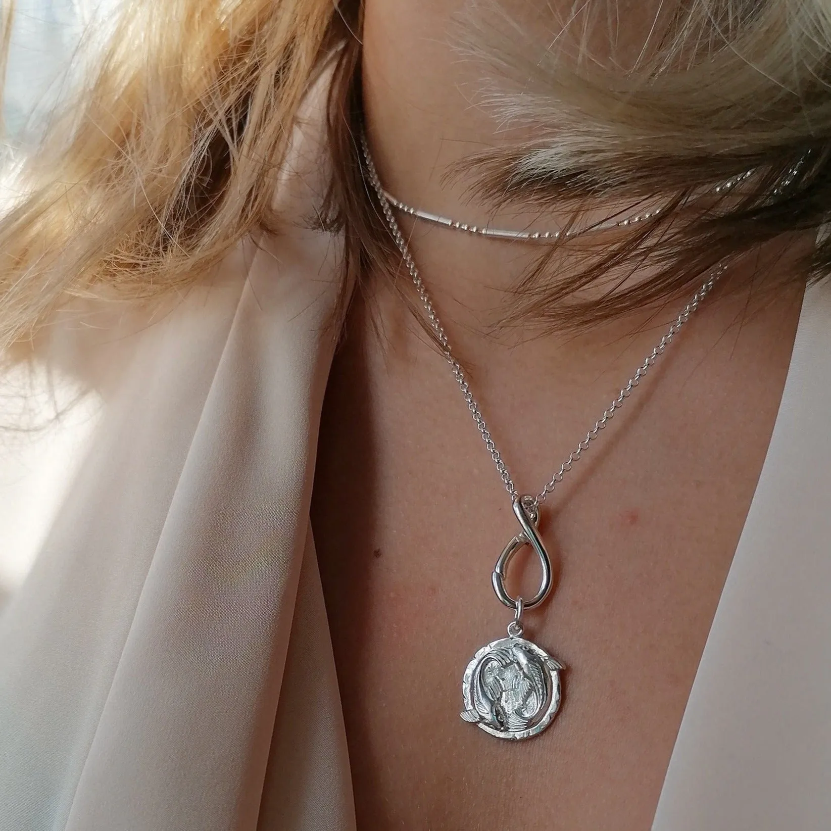 Silver Infinity Charm Collector Necklace