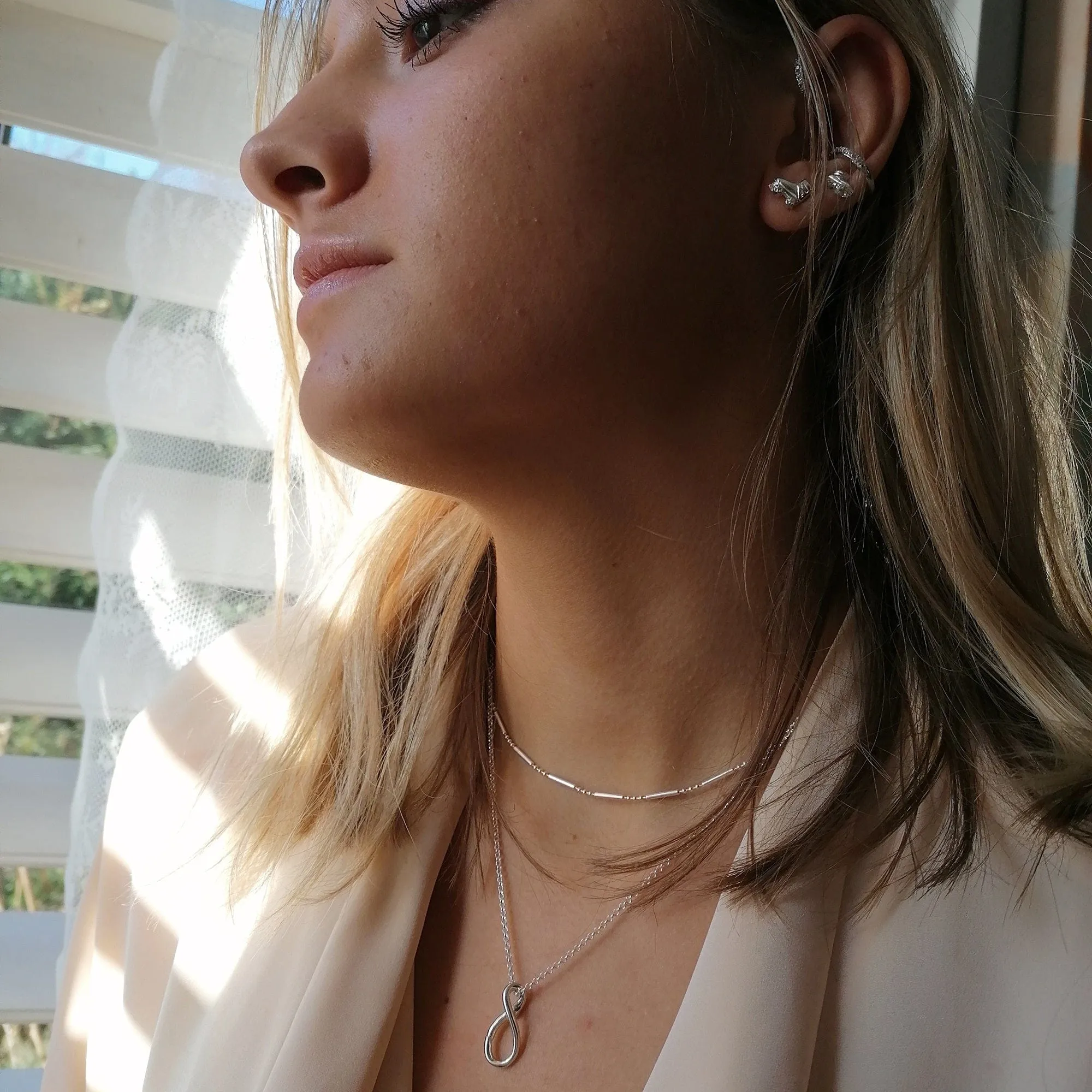 Silver Infinity Charm Collector Necklace