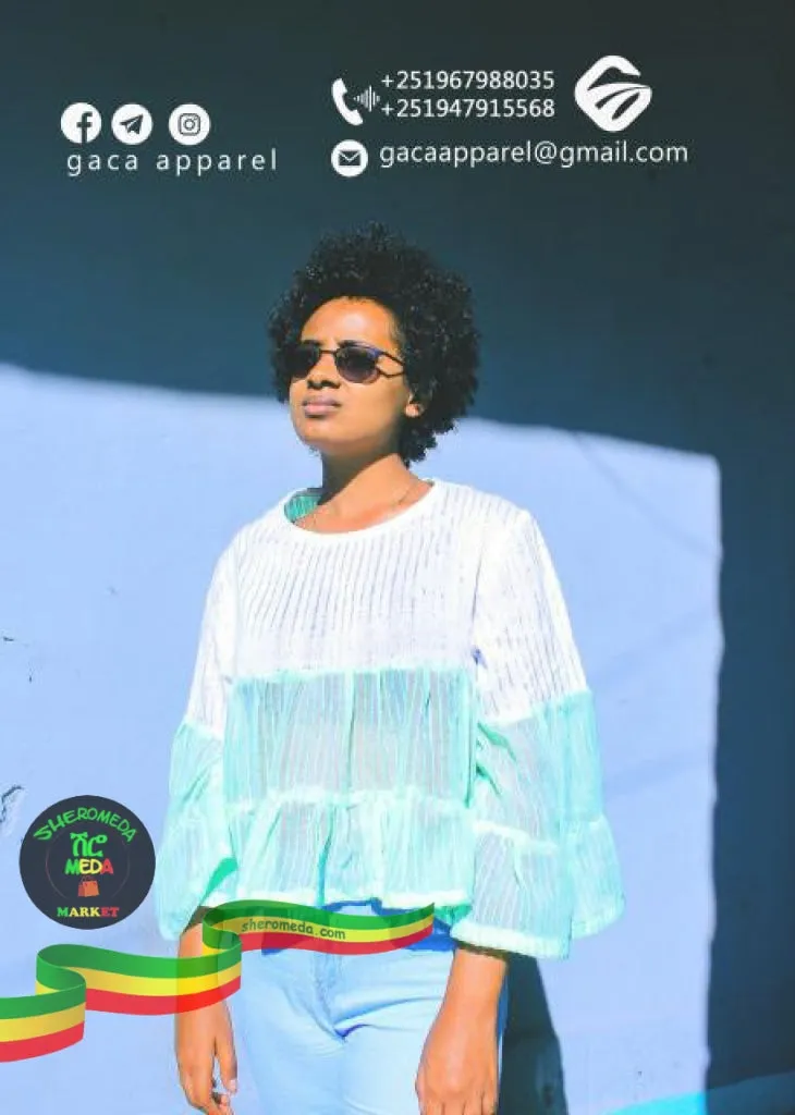 Strip hand woven pleated top