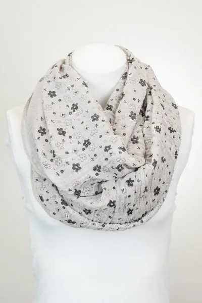 Taupe Floral Infinity Scarf