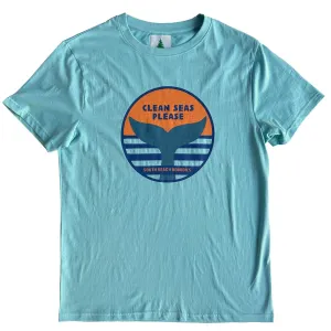 Unisex 100% Organic Cotton T-Shirt: Tail "Clean Seas Please (Blue)