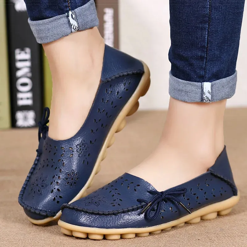 Women Breathable Leather Loafers