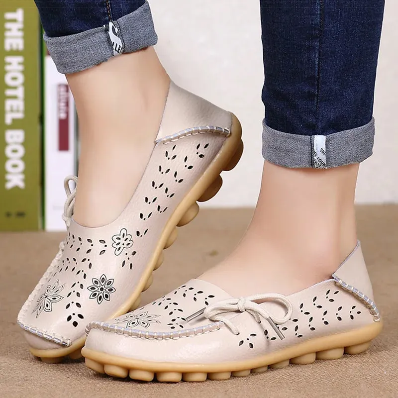 Women Breathable Leather Loafers