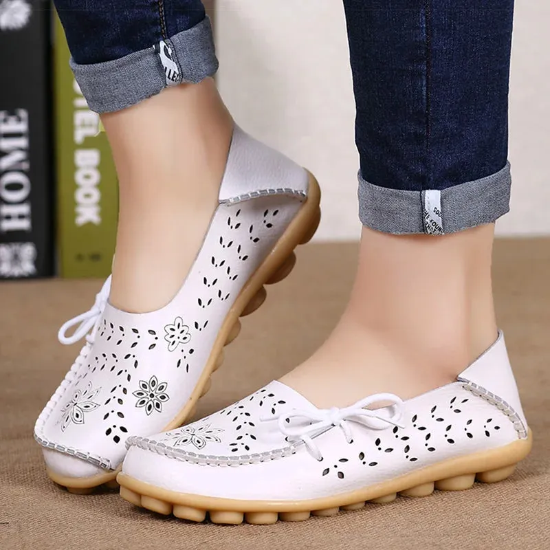 Women Breathable Leather Loafers