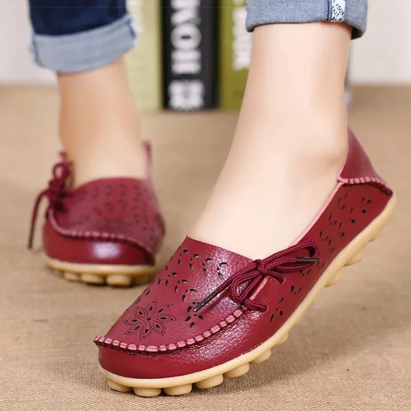 Women Breathable Leather Loafers